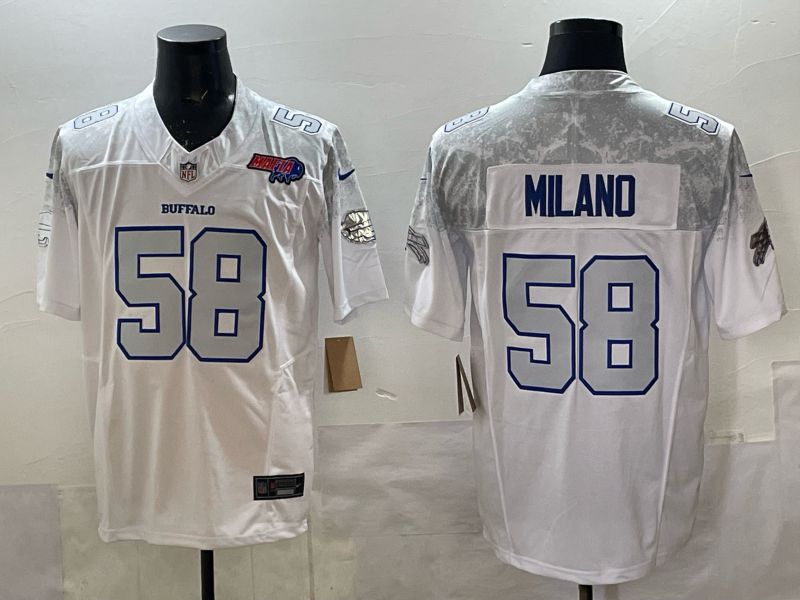Men 2025 Buffalo Bills #58 Milano white 5th generation Throwback Nike Limited NFL Jersey style 005